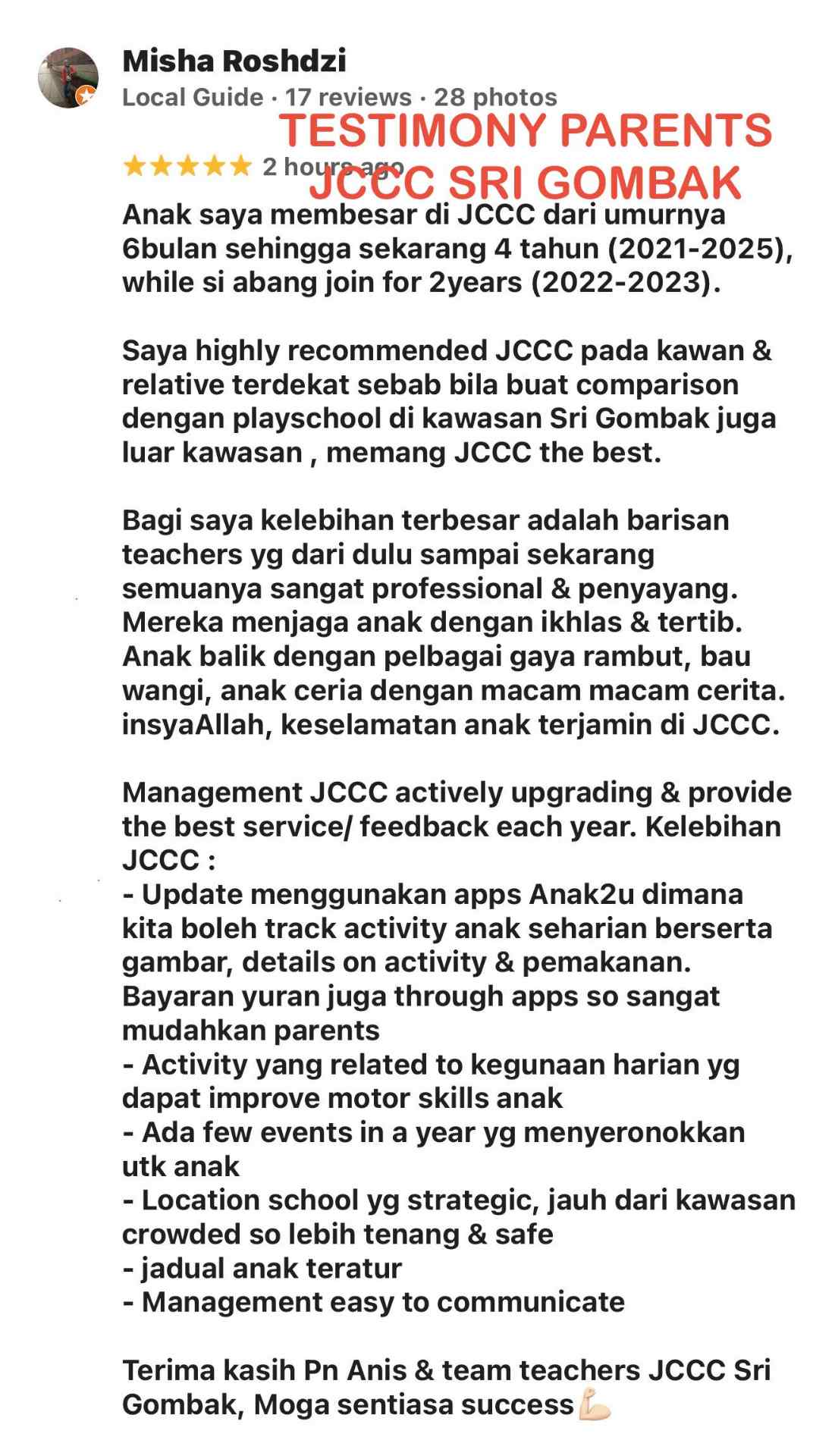 Pengalaman keluarga bersama JCCC Sri Gombak