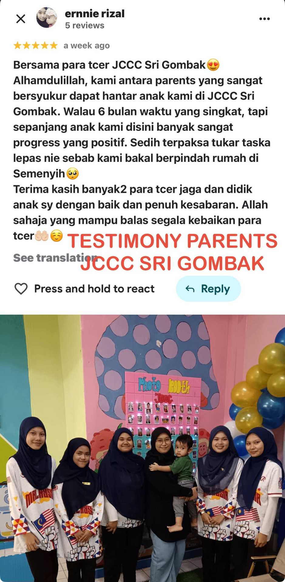 Testimoni Ernnie Rizal