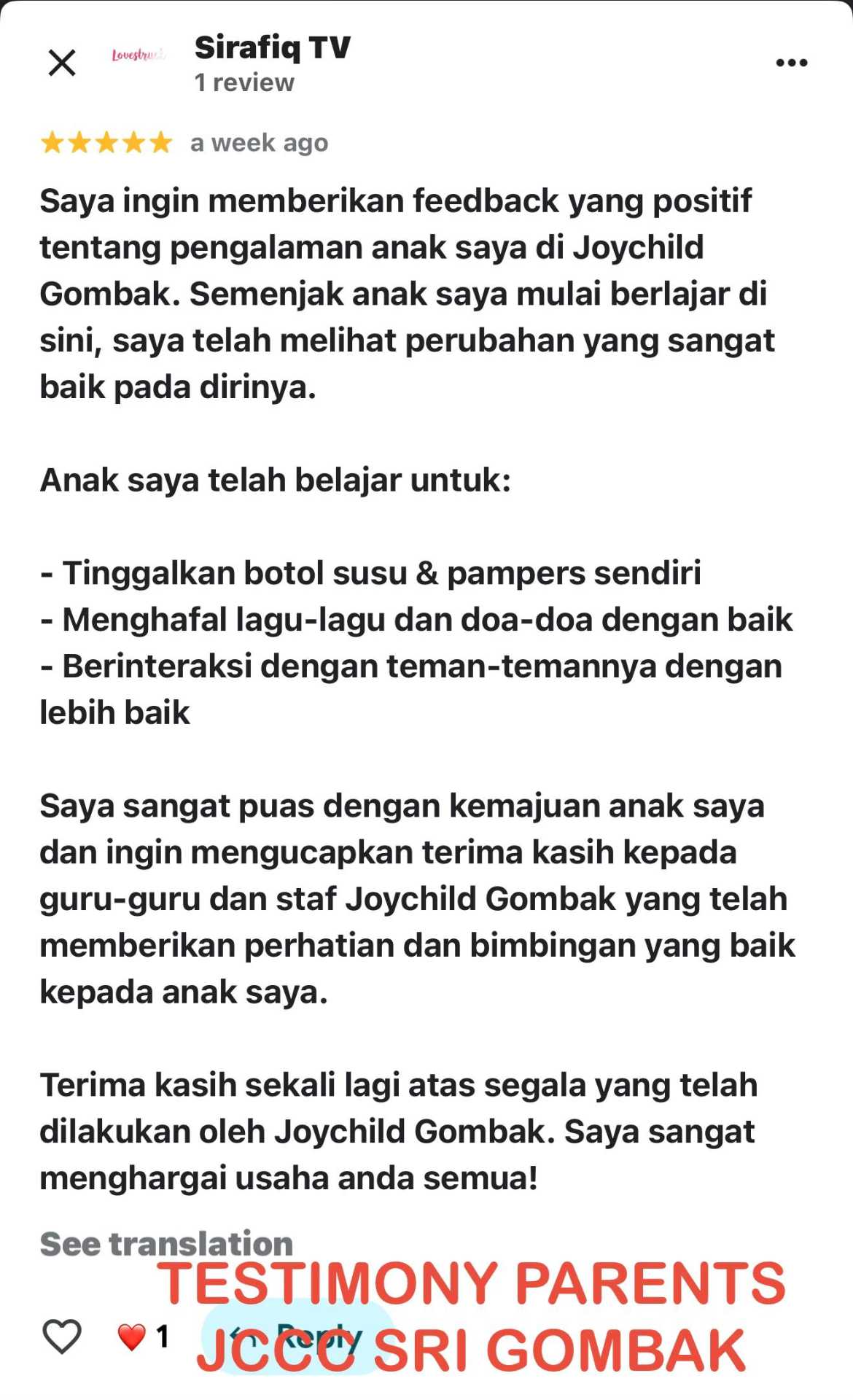 Testimoni Sirafiq TV