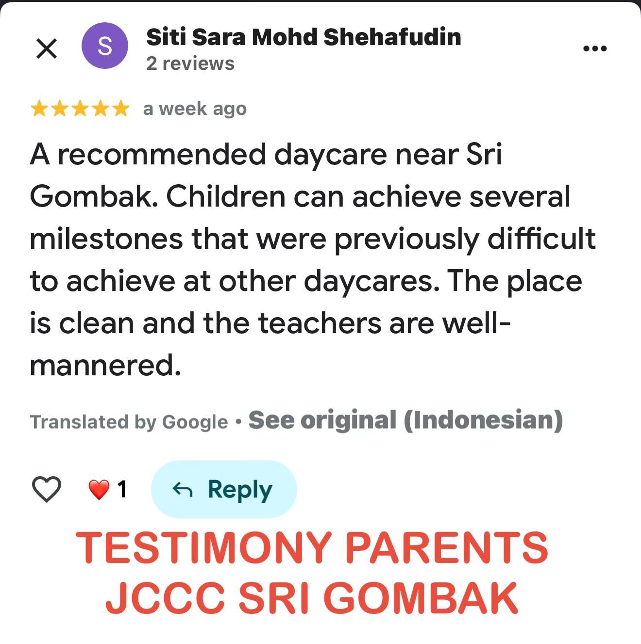 Testimoni Siti Sara Mohd Shehafudin
