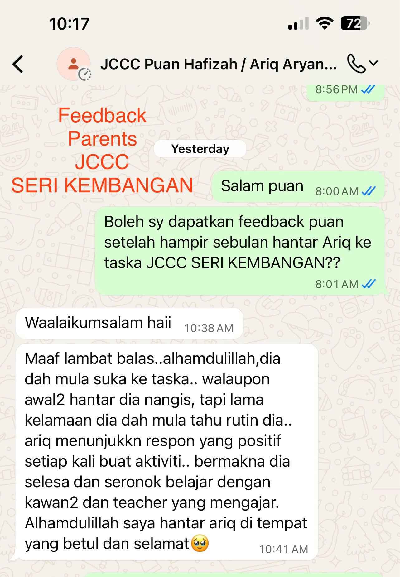 Feedback Puan Hafizah (WhatsApp)