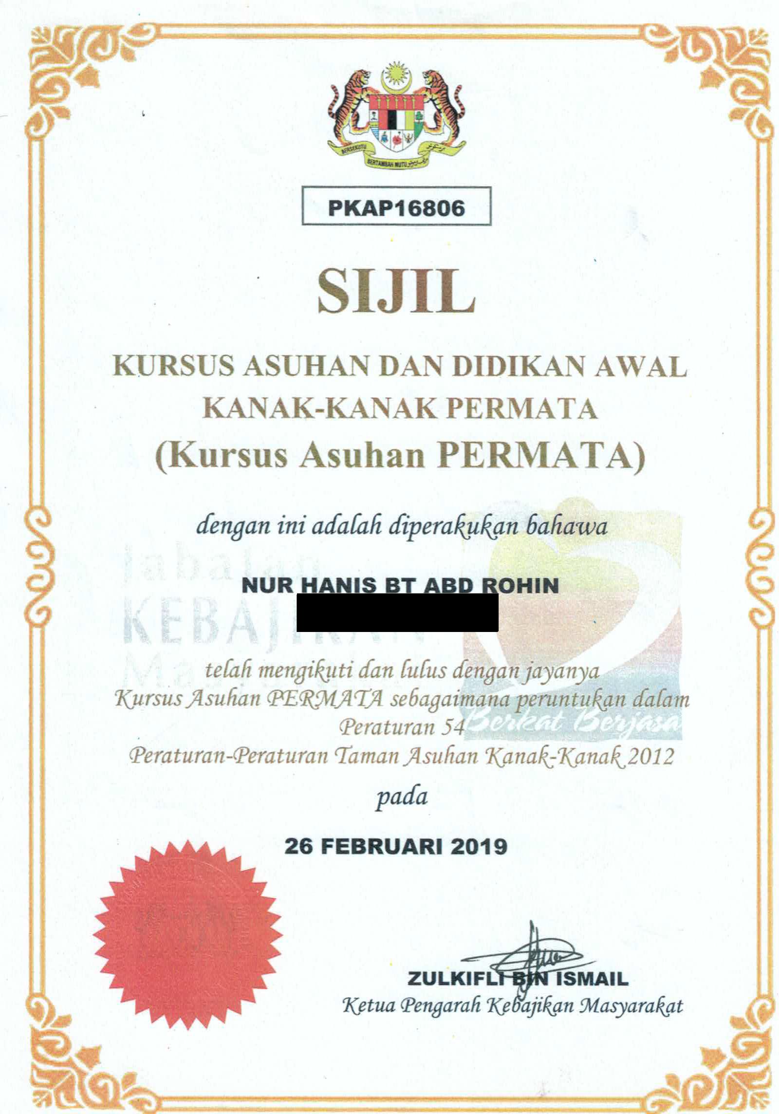 Sijil Kursus Asas Pengasuh (KAP)