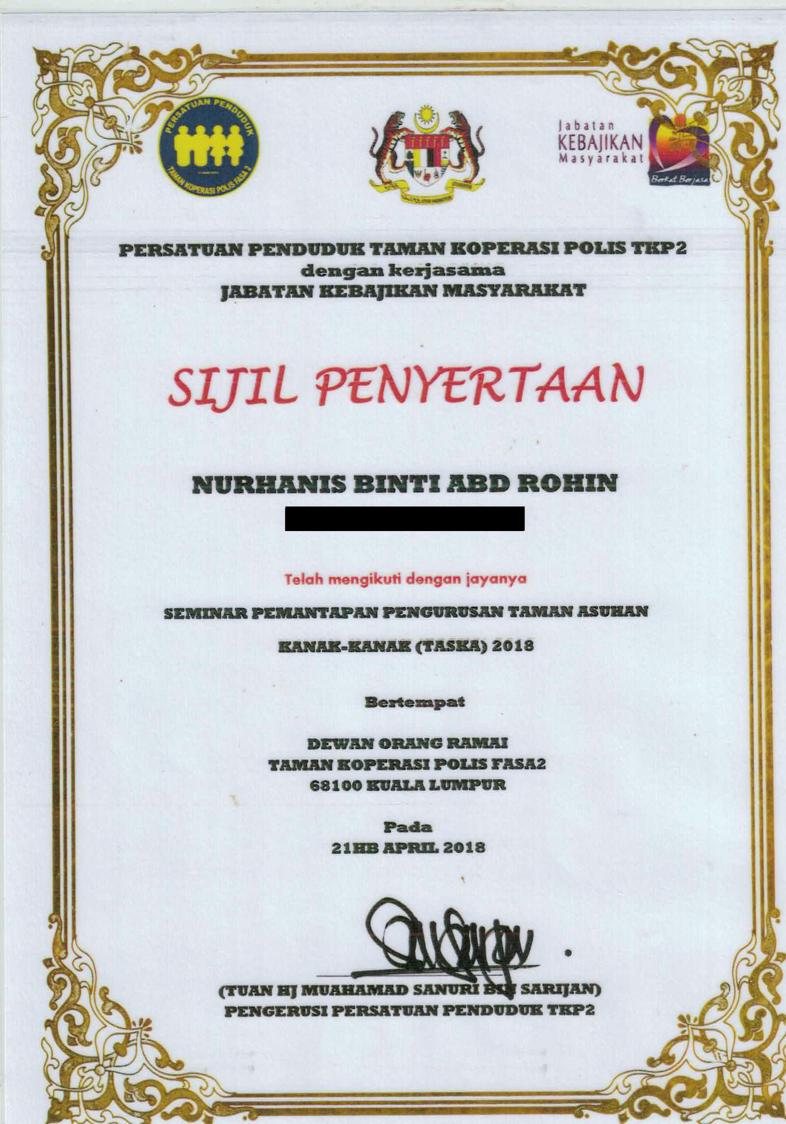 Sijil Kursus Asuhan Kanak-Kanak
