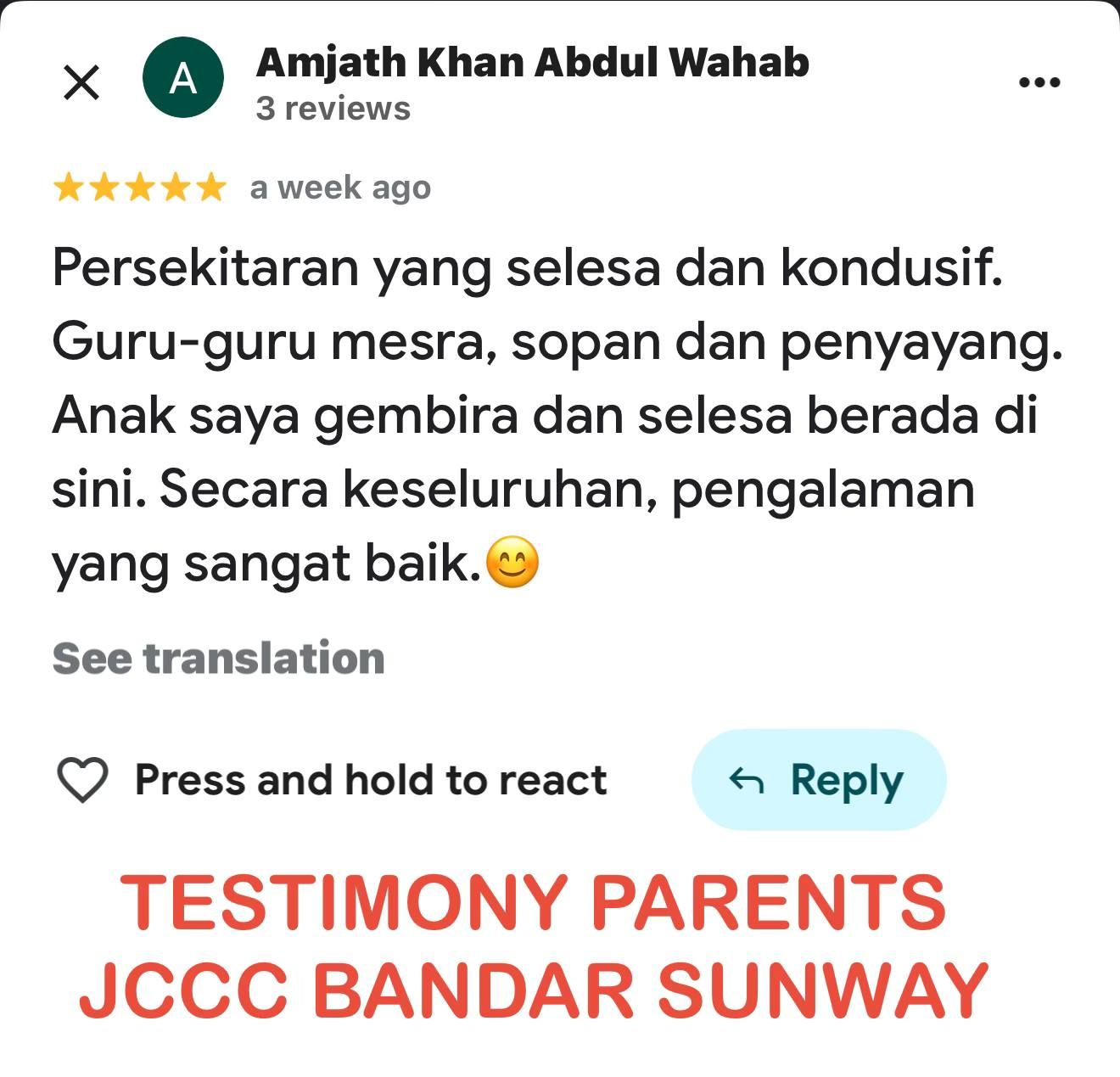 Testimoni Amjath Khan Abdul Wahab